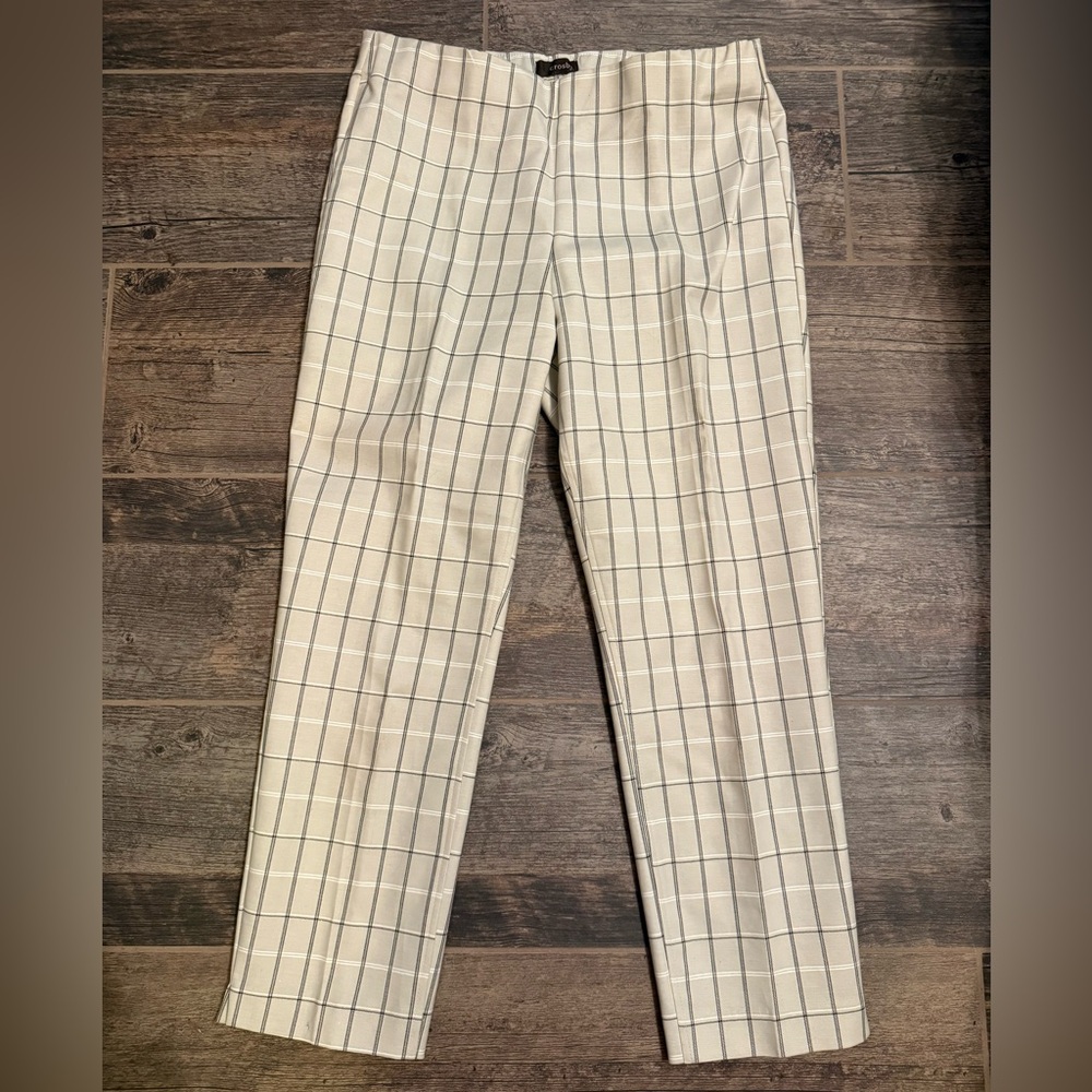 crosby. Cream Plaid Cropped Dress Pants